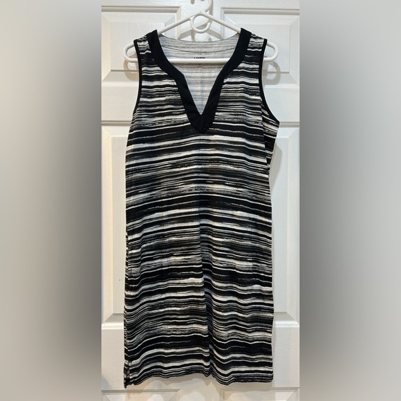 Lands' End Women's Cotton Jersey Dress Sleeveless With Pockets Black White Sz M - Picture 1 of 8